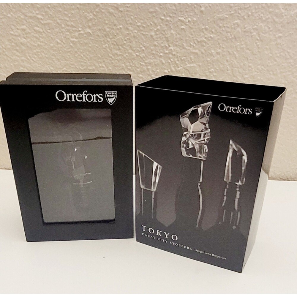 NEW Orrefors TOKYO Carat City Crystal Bottle Stopper Modern Architecture NIB - Picture 2 of 6